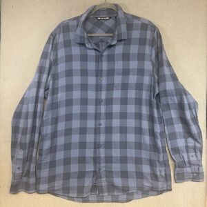 TRAVIS MATHEW Dark Blue Checkered Button Up Size XL